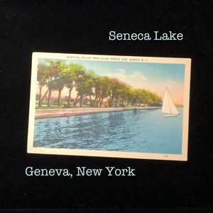Vintage Seneca Lake Geneva New York Postcard Art